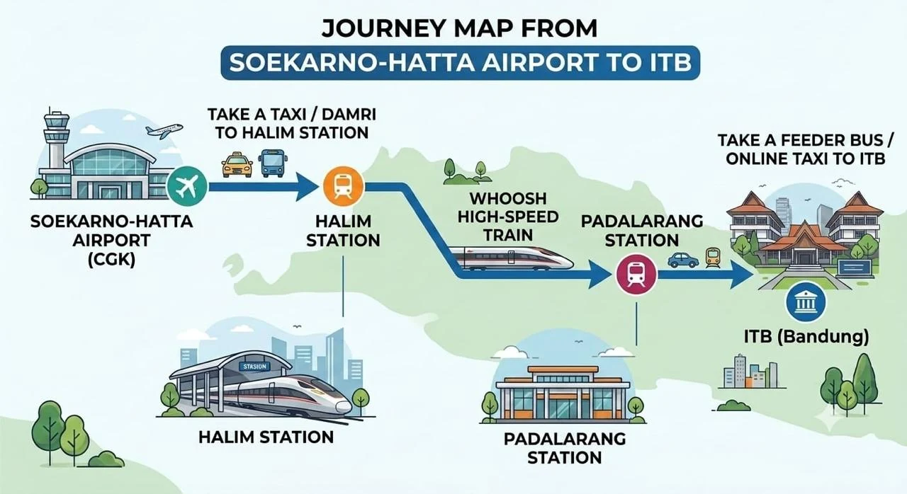 Peta Perjalanan dari Bandara Soekarno-Hatta ke ITB